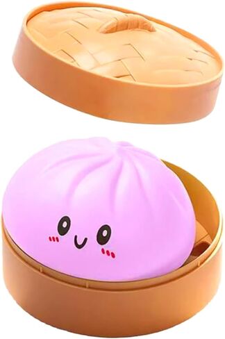 Squishy Dumpling, Sensory Stress Ball for Adults – Anxiety & Stress Relief Fidget, Silent Office Desk Squeeze, Occupational Therapy Hand Therapy, Smiley Face (Pink) in Saudi Arabia