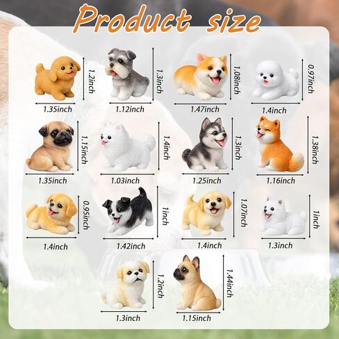 Mini Dog Figurines, 14 Unique Dog Breed Collectibles, Hand-Painted Miniature Animal Figures, Realistic Small Dog Statues for Home Decor, Desk Ornaments and Gifts in Saudi Arabia