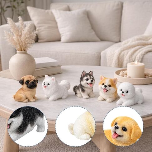 Mini Dog Figurines, 14 Unique Dog Breed Collectibles, Hand-Painted Miniature Animal Figures, Realistic Small Dog Statues for Home Decor, Desk Ornaments and Gifts in Saudi Arabia