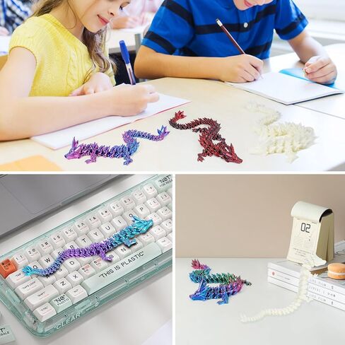 5pc 3D Printed Dragon Fidget Toy, Articulated Dragon, Full Articulated Crystal,Home Office Decor Executive Desk Toys (5PC-2) in Saudi Arabia