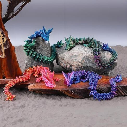 5pc 3D Printed Dragon Fidget Toy, Articulated Dragon, Full Articulated Crystal,Home Office Decor Executive Desk Toys (5PC-2) in Saudi Arabia