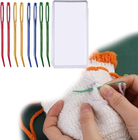 8 Pcs Yarn Darning Tapestry Needles—Stainless Steel Bent Tip Sewing Needle,Large Eye Tapestry Needles with Storage Box in Kuwait