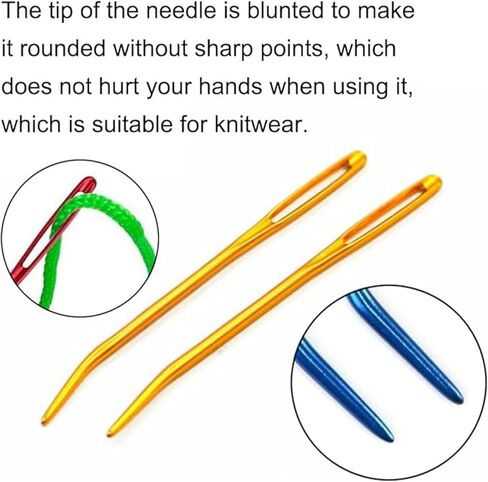 8 Pcs Yarn Darning Tapestry Needles—Stainless Steel Bent Tip Sewing Needle,Large Eye Tapestry Needles with Storage Box in Kuwait