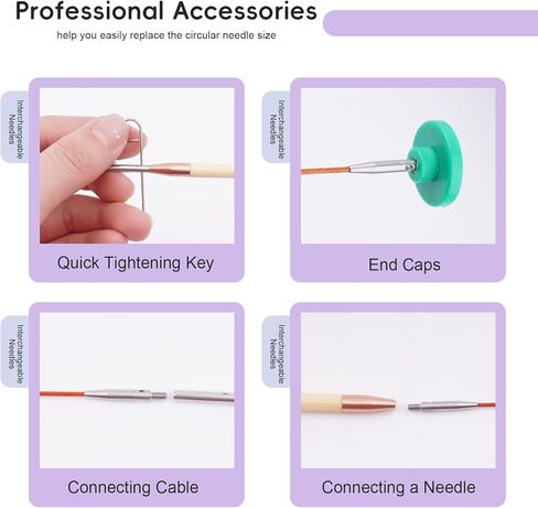 Hobekoee Bamboo Interchangeable Circular Knitting Needles Set 13 Pairs Interchangeable Knitting Needles 3.0mm~10.0mm in Saudi Arabia