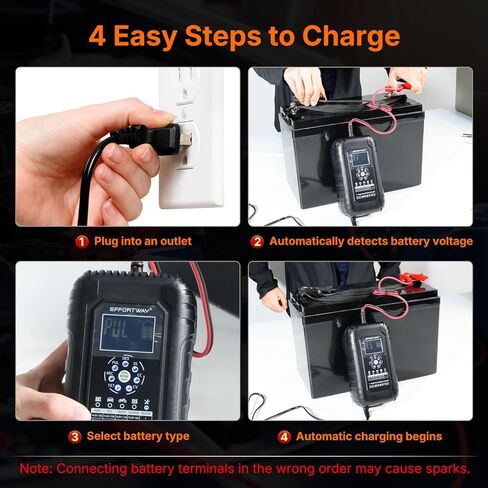 10A 12V/24V Battery Charger, Smart Car Battery Charger, Automotive Battery Trickle Charger, Battery Maintainer and Desulfator for Car Motorcycle Truck Lawn Mower Boat Batteries in Saudi Arabia