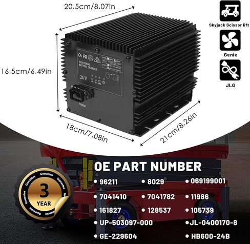 24V 25A Battery Charger Compatible with Genie/Skyjack/JLG Scissor Lifts, Replaces HB600-24B (161827,105739,96211,128537,105739GT), IP67 Waterproof, Fits Genie Gs 1930 & JLG Lift Batteries in Saudi Arabia