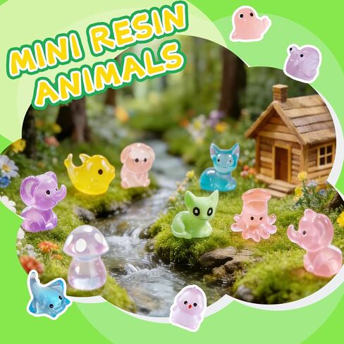 200 Pcs Mini Resin Animals,Variety Little Small Figures Miniature,Tiny Resin Animals Bulk for Micro Fairy Garden Dollhouse Landscape Accessories in Saudi Arabia