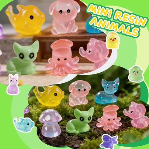 200 Pcs Mini Resin Animals,Variety Little Small Figures Miniature,Tiny Resin Animals Bulk for Micro Fairy Garden Dollhouse Landscape Accessories in Saudi Arabia