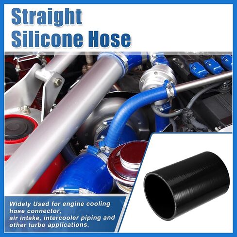 3.75" ID 6" Length 4-Ply Reinforced High Temp Straight Coupler Silicone Reducer Hose Black for Car Intercooler Intake Piping Auto Accessories in Kuwait