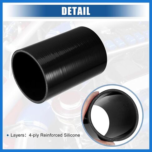 3.75" ID 6" Length 4-Ply Reinforced High Temp Straight Coupler Silicone Reducer Hose Black for Car Intercooler Intake Piping Auto Accessories in Kuwait