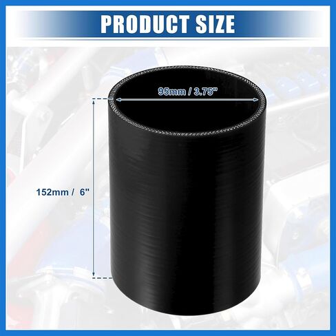3.75" ID 6" Length 4-Ply Reinforced High Temp Straight Coupler Silicone Reducer Hose Black for Car Intercooler Intake Piping Auto Accessories in Kuwait