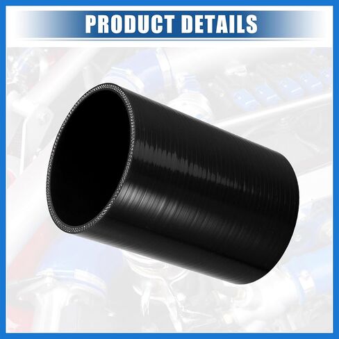 3.75" ID 6" Length 4-Ply Reinforced High Temp Straight Coupler Silicone Reducer Hose Black for Car Intercooler Intake Piping Auto Accessories in Kuwait