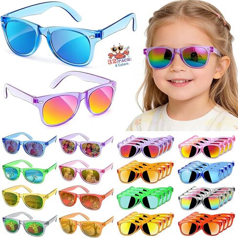 Kids Sunglasses Bulk Party Favors, Neon Polarized UV400 Protection for Boys Girls Ages 3-8, Goodie Bags Stuffers for Birthday Valentine Beach Pool & Classroom Party Supplies (16 Packs) in Saudi Arabia