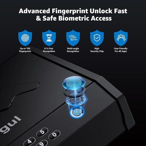 Gun Safes, Biometric Pistol Safe with LCD Display of Temperature Humidity USB Port, Gun Safes 3 Ways Quick Access Fingerprint Handgun Safe for Nightstand Car in Saudi Arabia