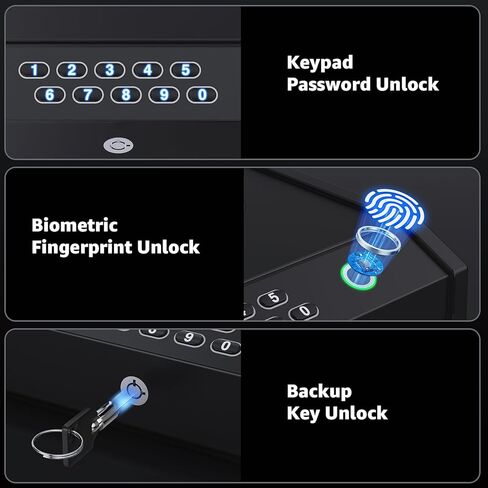 Gun Safes, Biometric Pistol Safe with LCD Display of Temperature Humidity USB Port, Gun Safes 3 Ways Quick Access Fingerprint Handgun Safe for Nightstand Car in Saudi Arabia