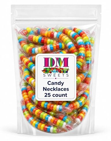Candy Necklaces – 25 Count Individually Wrapped Edible Jewelry – Retro Candy for Kids, Party Favors, Birthday Goodie Bags, Piñatas, Carnivals, Classroom Rewards, Halloween Treats in Saudi Arabia