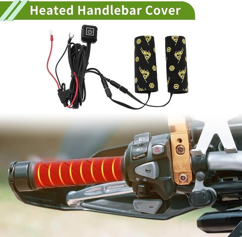 Heated Motorcycle Hand Grips Cover 12V Handlebar Cover 3 Gear Adjustable Temperature Metal Heating Film Cloth 1set Fit for Diameter: 1.2"-1.4" in Kuwait