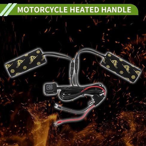 Heated Motorcycle Hand Grips Cover 12V Handlebar Cover 3 Gear Adjustable Temperature Metal Heating Film Cloth 1set Fit for Diameter: 1.2"-1.4" in Kuwait