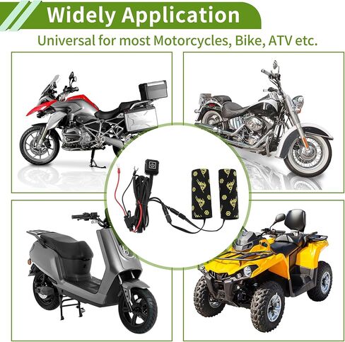 Heated Motorcycle Hand Grips Cover 12V Handlebar Cover 3 Gear Adjustable Temperature Metal Heating Film Cloth 1set Fit for Diameter: 1.2"-1.4" in Kuwait