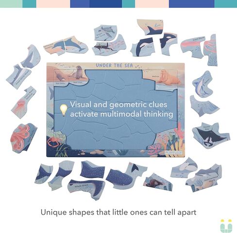 ‘Under the Sea’ 30 Piece Puzzle with Frame for Kids Ages 3-5 | Lost Piece Guarantee | Unique Shapes | Child-Centric Design | Educational Toy for Cognitive Development, STEM, Fine Motor in Kuwait