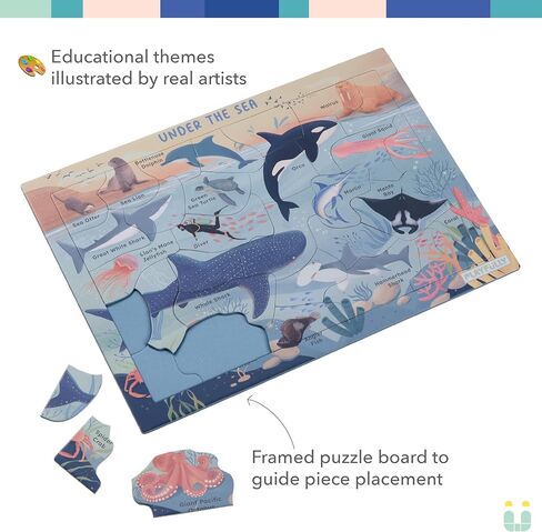 ‘Under the Sea’ 30 Piece Puzzle with Frame for Kids Ages 3-5 | Lost Piece Guarantee | Unique Shapes | Child-Centric Design | Educational Toy for Cognitive Development, STEM, Fine Motor in Kuwait