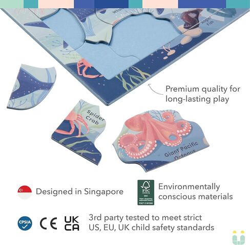 ‘Under the Sea’ 30 Piece Puzzle with Frame for Kids Ages 3-5 | Lost Piece Guarantee | Unique Shapes | Child-Centric Design | Educational Toy for Cognitive Development, STEM, Fine Motor in Kuwait