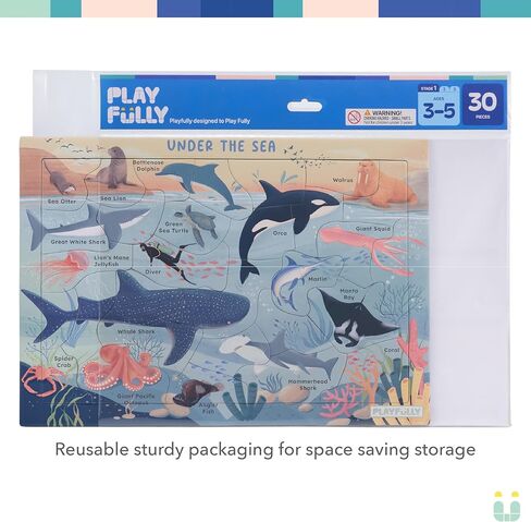 ‘Under the Sea’ 30 Piece Puzzle with Frame for Kids Ages 3-5 | Lost Piece Guarantee | Unique Shapes | Child-Centric Design | Educational Toy for Cognitive Development, STEM, Fine Motor in Kuwait