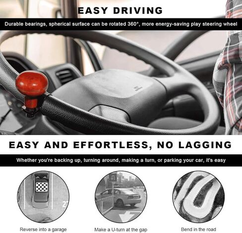 Woodgrain Steering Wheel Spinner Knob, Smooth Ball Booster Power Handle Spinner Turning Assist Knob, Universal Steering Wheel Accessories for Most Car Truck Semi Tractor in Kuwait