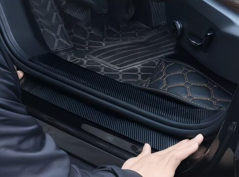 3D Nano Carbon Fiber Car Door Edge Protector Roll - PVC Waterproof Scratch Resistant Adhesive Tape, Universal Fit for All Cars, Black, Easy Installation, Durable Fashion Door Guard in Kuwait