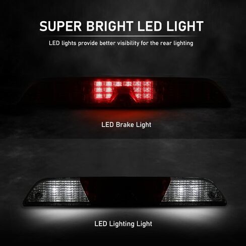 ALLGOOD LED Third 3rd Brake Light w/Camera Compatible with Ford F250 F350 Super Duty 2017-2022 Clear & Red Lens Chrome Housing in Kuwait