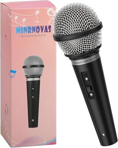 Microphone Toy for Kids Pretend Plastic Prop Fake Microphone for Birthday Party Favors Pretend Play or Costume Prop Teen Boy Girl Gifts (Black-17cm) in Saudi Arabia
