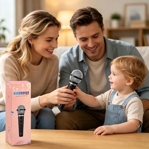 Microphone Toy for Kids Pretend Plastic Prop Fake Microphone for Birthday Party Favors Pretend Play or Costume Prop Teen Boy Girl Gifts (Black-17cm) in Saudi Arabia