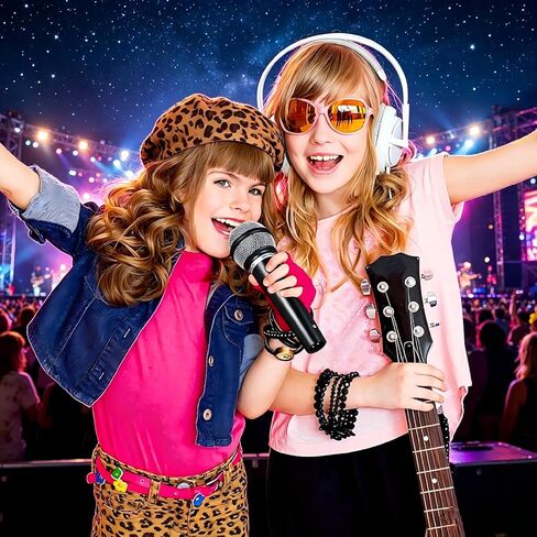 Microphone Toy for Kids Pretend Plastic Prop Fake Microphone for Birthday Party Favors Pretend Play or Costume Prop Teen Boy Girl Gifts (Black-17cm) in Saudi Arabia