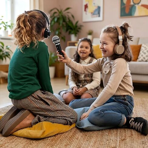 Microphone Toy for Kids Pretend Plastic Prop Fake Microphone for Birthday Party Favors Pretend Play or Costume Prop Teen Boy Girl Gifts (Black-17cm) in Saudi Arabia