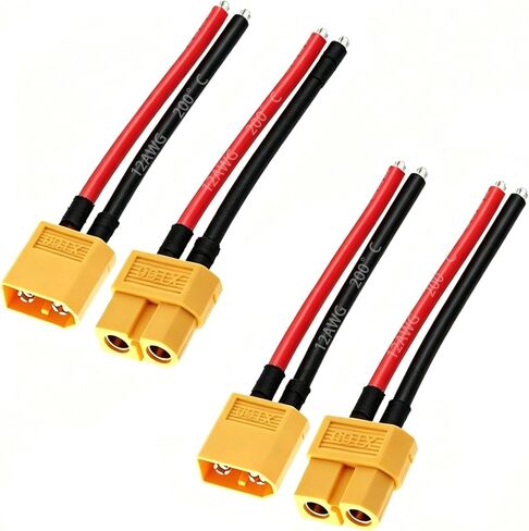 XT60 Plug Connector Female and Male,12AWG XT60 Connector Adapter with 10CM Silicone Wire for RC Lipo Battery Drone.(2Pairs). in Saudi Arabia