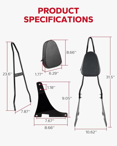 مسند ظهر للركاب قابل للفصل من Amazicha، مسند ظهر Sissy Bar مناسب لـ Harley Davidson 2004-2024 Sportster XL1200 XL883 Superlow Iron 48، أسود in Kuwait