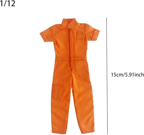 1/12 Scale Doll Jumpsuit for 6 Inch Action Figures - Orange Overalls Bodysuit Cosplay Fashion Accessory in Kuwait