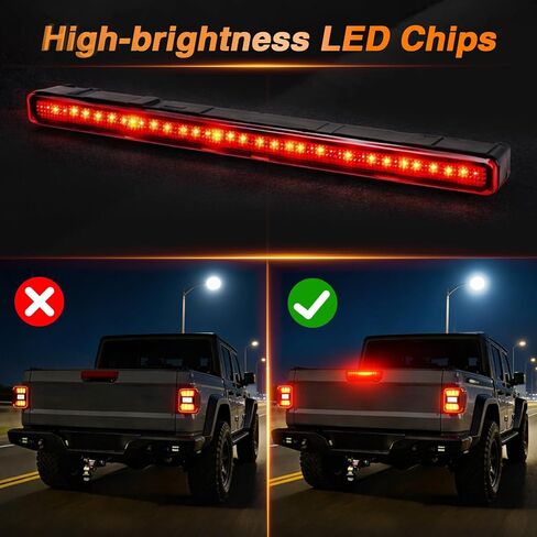 FUSCH Third 3rd Brake Light Center High Mount Stop Light Compatible with Jeep Gladiator 2020-2025 Replace# 68338388AC 923-297 in Kuwait
