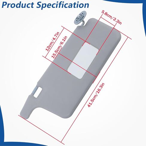 WFLNHB Sun Visor Driver Side and Passenger Side with Mirror Gray Replacement for Honda Civic 1996-2001 in Kuwait
