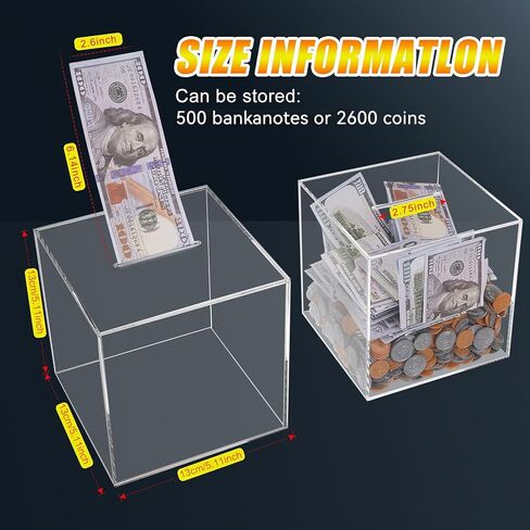 Acrylic Piggy Bank for Adults - Breakable Money Cash Box for Savings & College in Saudi Arabia