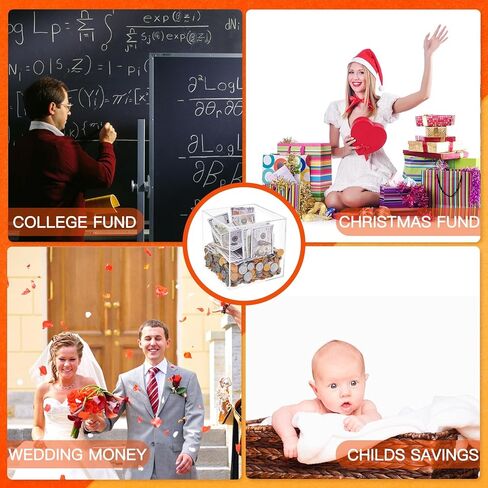Acrylic Piggy Bank for Adults - Breakable Money Cash Box for Savings & College in Saudi Arabia