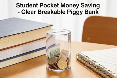Clear Acrylic Piggy Bank for Adults - Unopenable Money Saving Box Must Break to Open, 6" H x 3.54" D in Kuwait