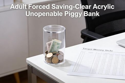 Clear Acrylic Piggy Bank for Adults - Unopenable Money Saving Box Must Break to Open, 6" H x 3.54" D in Kuwait
