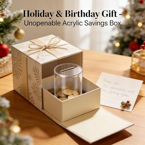 Clear Acrylic Piggy Bank for Adults - Unopenable Money Saving Box Must Break to Open, 6" H x 3.54" D in Kuwait