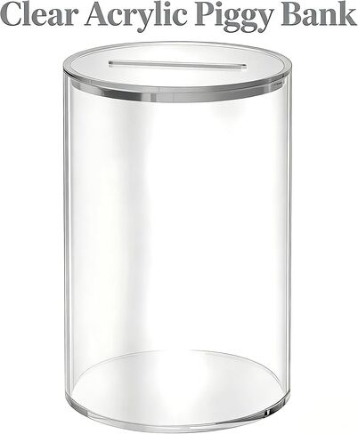 Clear Acrylic Piggy Bank for Adults - Unopenable Money Saving Box Must Break to Open, 6" H x 3.54" D in Kuwait