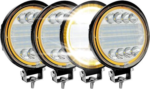 4 PCS LED Work Light 72W, Round Spot and Flood Combo Beam LED Light Bar with Flash Strobe Function Fit for Trucks Boat Motorcycles SUV ATV IP68 Waterproof in Kuwait