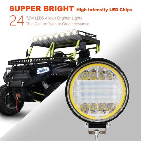 4 PCS LED Work Light 72W, Round Spot and Flood Combo Beam LED Light Bar with Flash Strobe Function Fit for Trucks Boat Motorcycles SUV ATV IP68 Waterproof in Kuwait