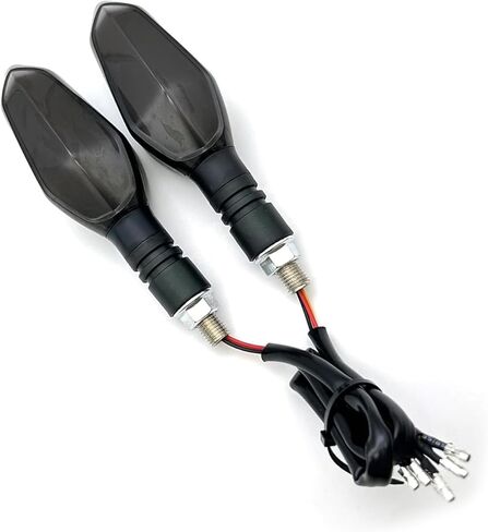 2 PCS Motorcycle LED Turn Signal Projector Lights, Amber Turn Signal with Arrow Projection, 3 Wires 27 Color DRL Flowing Lighting Modes, Bright Motorcycle Front Rear Indicators Replacement in Kuwait