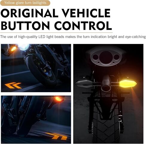 2 PCS Motorcycle LED Turn Signal Projector Lights, Amber Turn Signal with Arrow Projection, 3 Wires 27 Color DRL Flowing Lighting Modes, Bright Motorcycle Front Rear Indicators Replacement in Kuwait