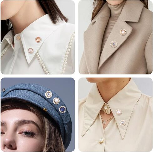 30 Pcs No Sew Brooch Buttons, Invisible Cover Up Pins Buttons Pearl Blouse Modesty Pins Rhinestone Modesty Clips for Women Shirt Dress Blouse Shawl in Kuwait